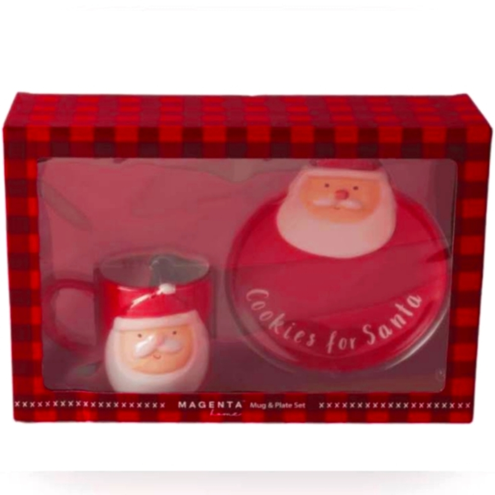 Magenta Cookies for Santa Plate & Santa Mug Set